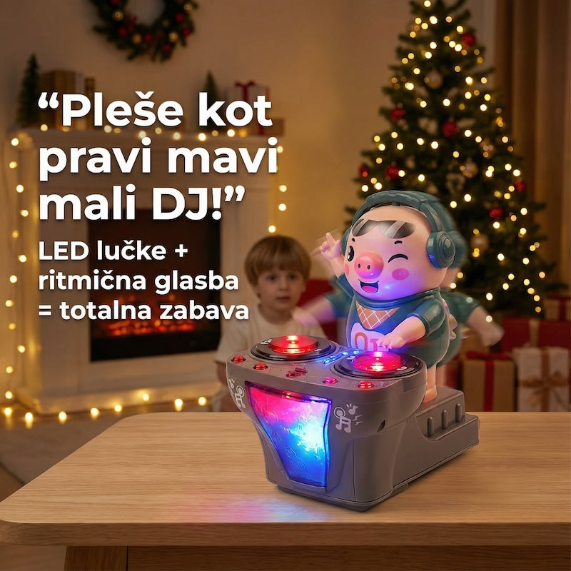 Plesajoči DJ pujsek z glasbo in led lučkami